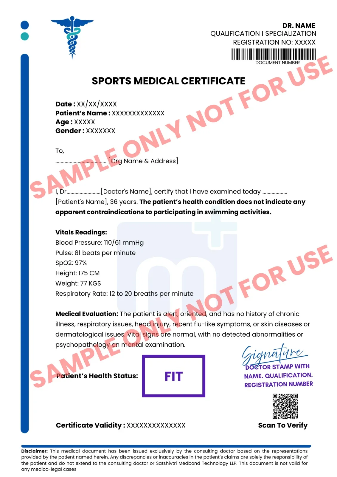 Sample of Sports Medical Certificate [Generic]